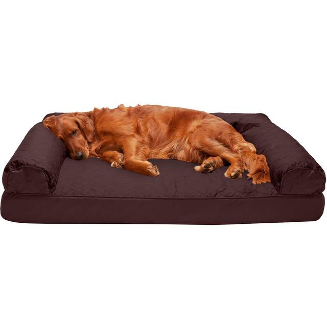 Furhaven Quilted Sofa-Style Egg Crate Orthopedic Foam Dog Bed - Coffee, Jumbo (X-Large)