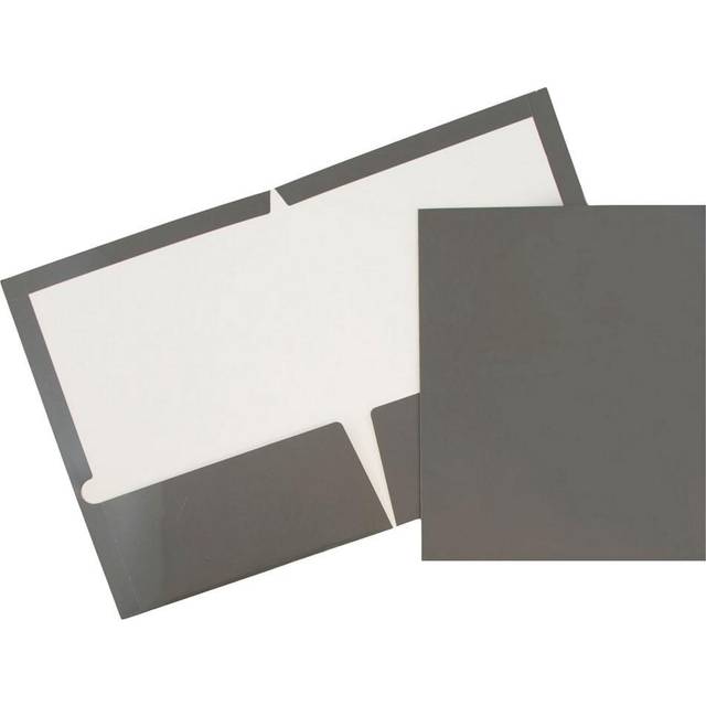 JAM PAPER Laminated Two Pocket Glossy School Folders - Letter Size - High Gloss Grey - 6/Pack