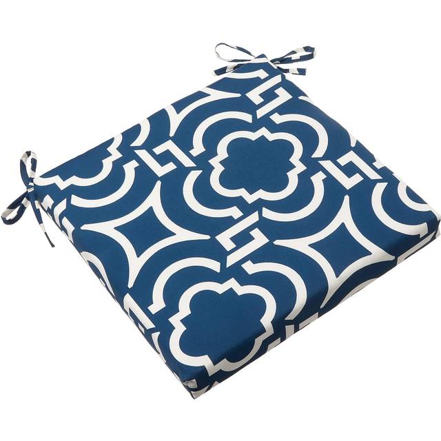 Pillow Perfect 615189 Outdoor/Indoor Carmody Navy Square Corner Seat Cushions  20 x 20  Blue  2 Count