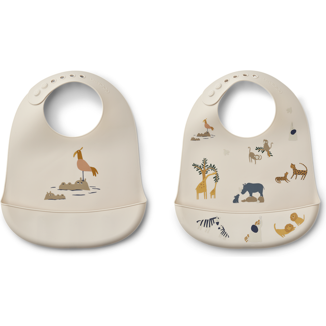 LIEWOOD Tilda Printed Bib 2-Pack |Kräm |One Size