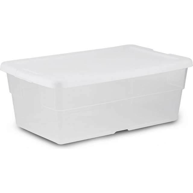 Sterilite 6 Qt Storage Box  Stackable Bin with Lid  Organize Shoes  Crafts in Home  Office  School  Closet  Clear with White Lid  36-pack