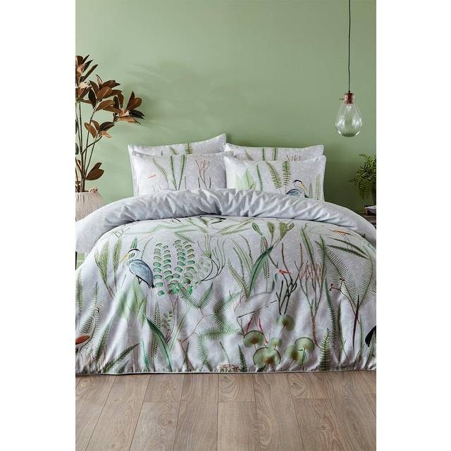 Paoletti Aaliyah Super King Size Botanical Duvet Cover Set - Green
