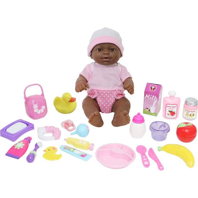 "JC Toys - La Newborn Nursery | 25 Pieces Layette Deluxe Gift Set | 12"""" Life-Like African American Posable Vinyl Baby Doll w/ Accessories |"