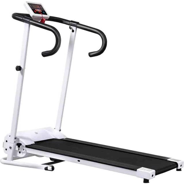 HOMCOM 1-10Km/h Folding Treadmill Home Running Fitness Machine w/ Safety Stopper, White