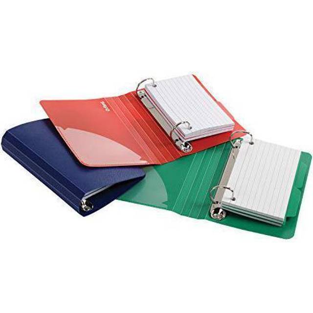 "Oxford Index Card Binder with Dividers  3"""""""""""""""" x 5""""""""""""""""  Color Will Vary  50 Cards 1 Binder (73570) Assorted (Blue  Green  Red)"