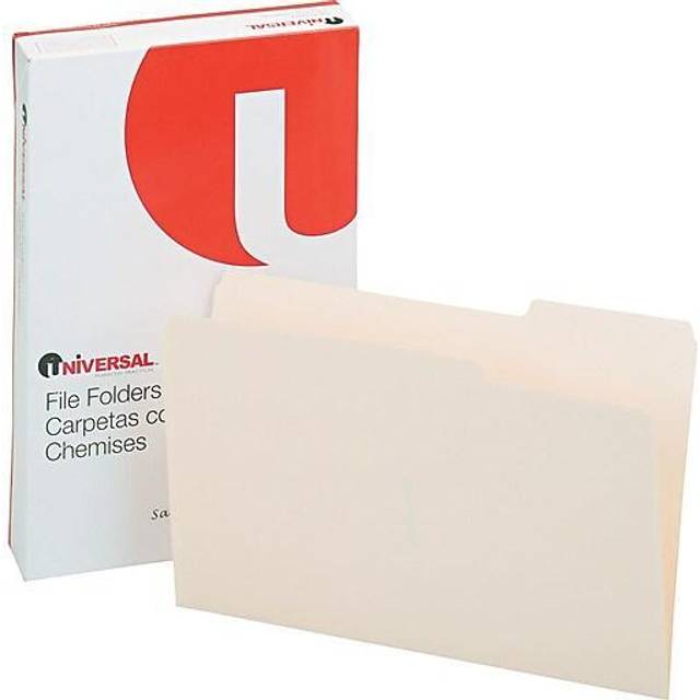 Universal UNV15123 1/3-Cut Top Tabs Right Position 11 Point File Folders - Legal Size  Manila (100-Piece/Box)