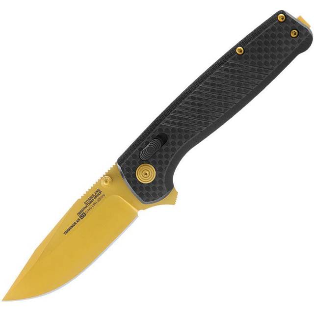 SOG Terminus XR LTE 2.95-Inch Clip-Point S35VN Steel Blade Folding Knife (Carbon and Gold) in Black/Gold