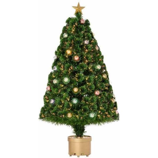 HOMCOM 4FT Prelit Artificial Christmas Tree Fiber Optic Holiday Home Decoration