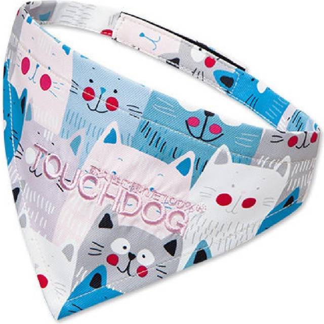 Touchdog® Head-Popper Dog Bandana - Blue / White - Medium (Medium)