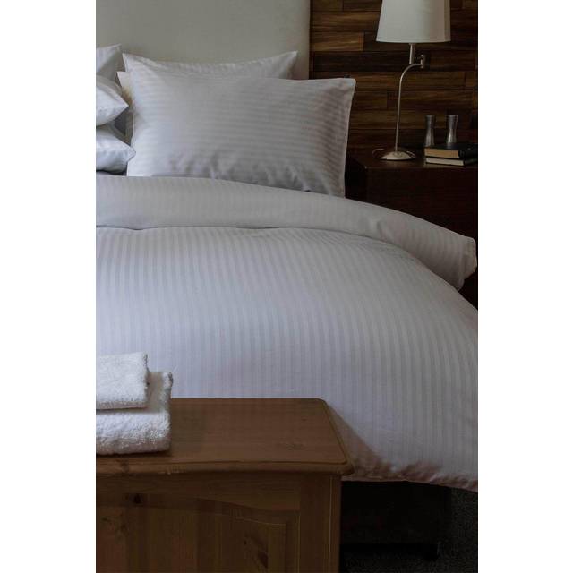 Belledorm 540TC Hotel Suite Satin Stripe Duvet Cover Set Double White (Double)