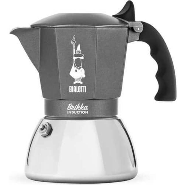 Bialetti Brikka induktionskaffemaskin, 4 koppar (170 ml), espresso som på baren, lämplig för alla typer av spisar, ädel design, silver