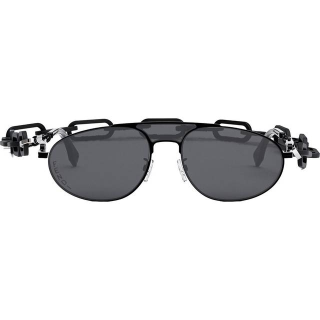 Fendi, Sunglasses, female, Black, 57 MM, Glamorous Geometric Sunglasses with Chain