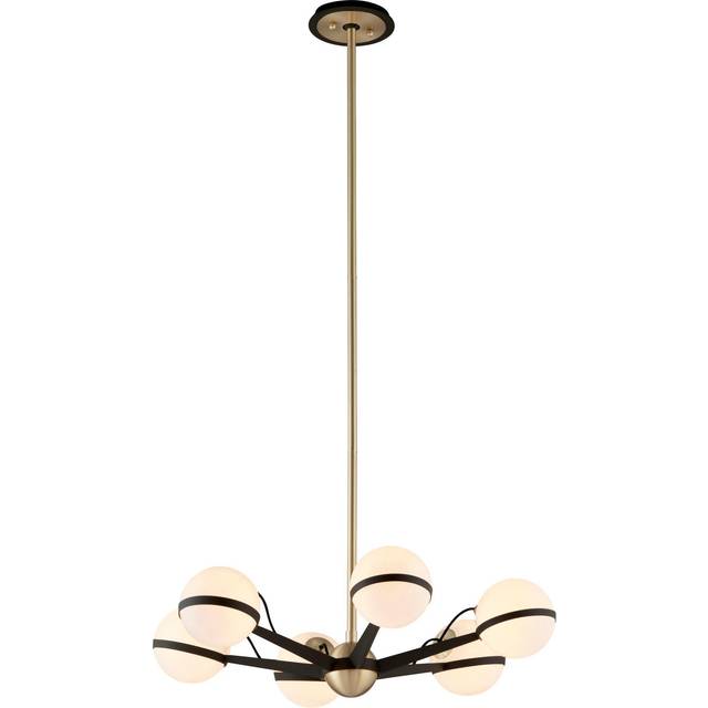 Hudson Valley - Ace 6 Light Chandelier Textured Bronze Brushed Brass, Glass