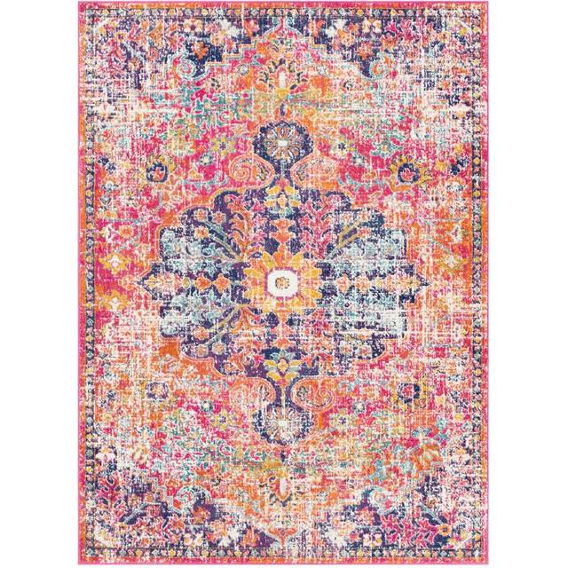 Livabliss LOU Vintage Oriental Boho Orange/Dark Blue Area Rug (60 x 90 cm), Orange