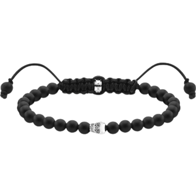 THOMAS SABO Unisex armband svart dödskalle silver 925 sterlingsilver, svärtad, nylon A2015-811-11, Längenverstellbar, tyg, Ingen ädelsten
