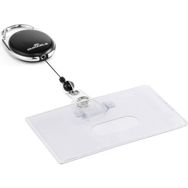Card Holder with Badge Reel Style 54 x 87mm Transparent | Pack of 1 | Lightweight | Ideal for ID and Membership Cards