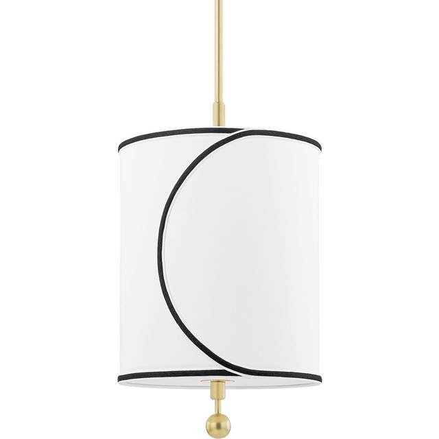 Hudson Valley - Zara 1 Light Small Pendant Brass, Belgian Linen