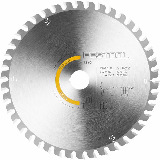 Hw 168x1.8x20 wd 42T (205765) Wood Fine 168mm x 20mm x 42T - Festool