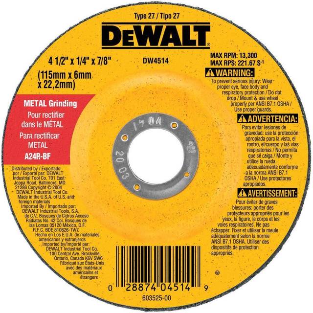 DEWALT DW4624 6-Inch by 1/4-Inch by 7/8-Inch General Purpose Metal Grinding Wheel (1-Pack)