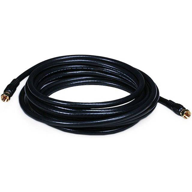 Monoprice 15ft RG6 (18AWG) 75Ohm, Quad Shield, CL2 Coaxial Cable with F Type Connector - Black