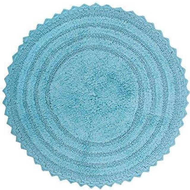 DII Crochet Collection Reversible Bath Mat  Round  27.5 Diameter  Cameo Blue