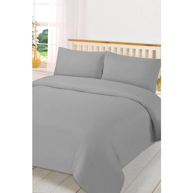 Plain Dyed Bedding Set - Grey / Double