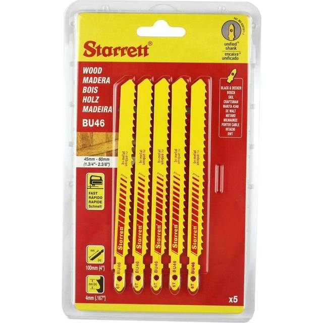 Wood Cutting Jigsaw Blades - 5 Pieces BU46 Unified Shank 6 Teeth Per Inch Bi-Metal Fast Straight Cuts Saw Blade Set - Compatible With Bosch Dewalt