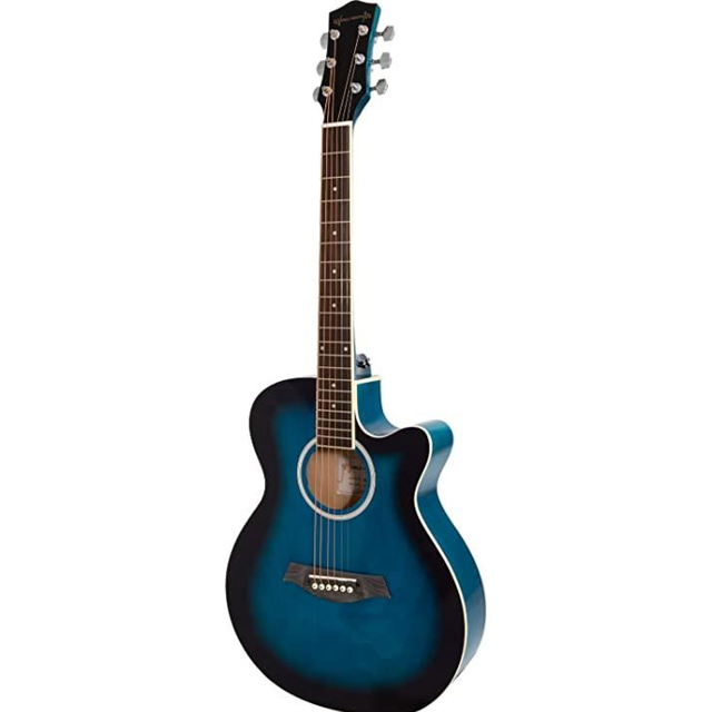 3/4 Acoustic Guitar by World Rhythm - Small Body Guitar for Beginners - Blue