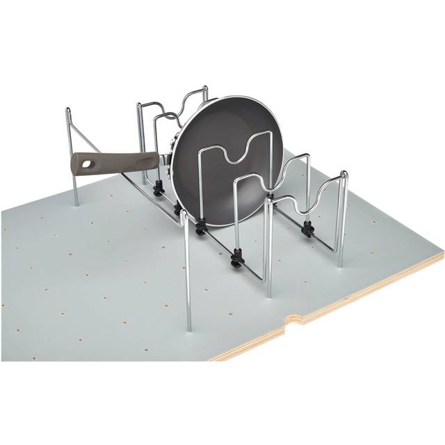 Rev-A-Shelf Drop-In Pot and Pan Drawer Organizer Storage Rack for 4DPS & 4DPG Model Peg Boards  Adjustable Divider for Cookware  Chrome  5DCD-1-CR