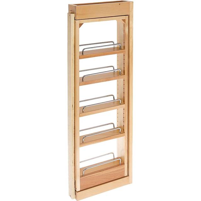 "Rev-A-Shelf 3""""""""W x 33""""""""H Pull Out Quad Shelf Organizer for Wall & Base Kitchen Cabinets  Full Extension Filler Spice Rack  Adjustable  Wood  432-"
