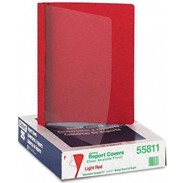 Oxford 55811 Clear Front Report Covers LTR  12Inch Cap  25BX  Red