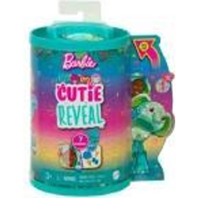 Barbie Small Dolls and Accessories, Cutie Reveal Chelsea Doll with Elephant Plush Costume & 7 Surprises Including Color Change, Jungle Series