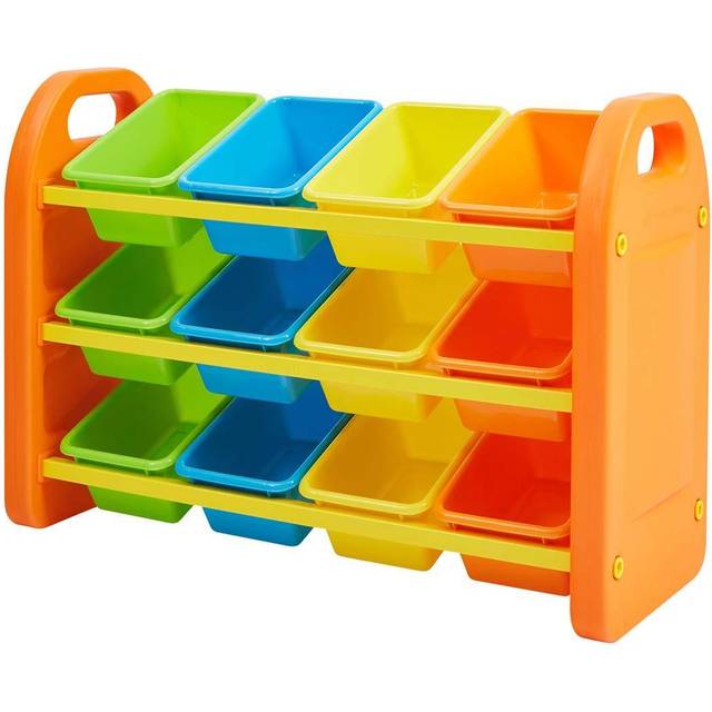 Kids 12 Bin Toy Organiser Unit - Multicolour - Orange