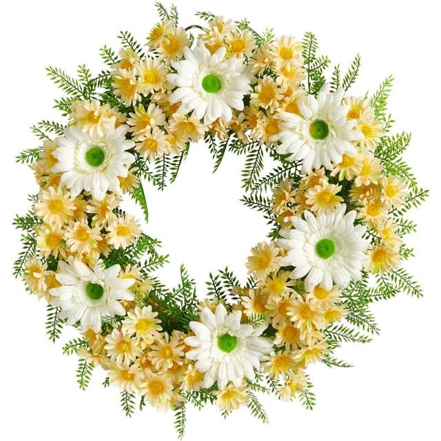 Nearly Natural 21In Mixed Daisy Artificial Wreath