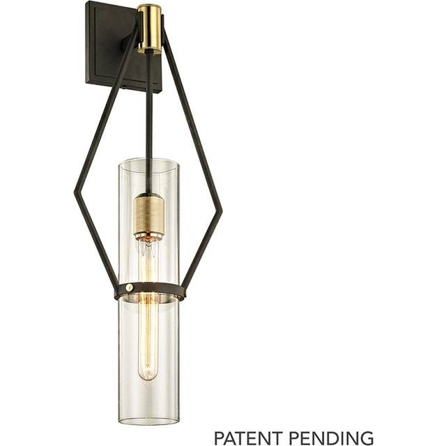 Raef 1 Light Wall Sconce Textured Bronze Brushed Brass, Glass