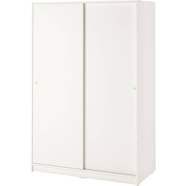 KLEPPSTAD Wardrobe with sliding doors, white, 117x176 cm
