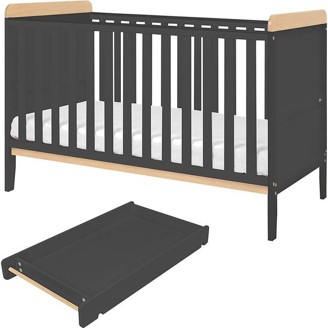 Tutti Bambini Rio Cot Bed with Mattress and Cot Top Changer - Dove Grey & Oak (Standard)