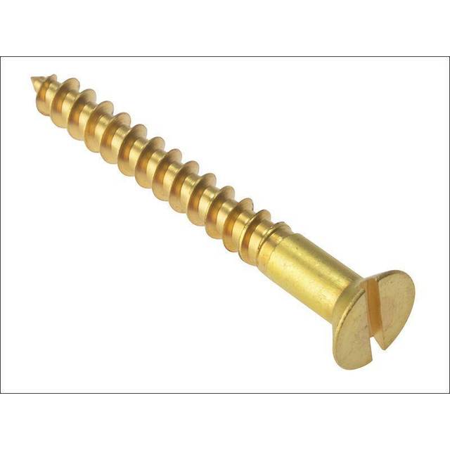 Wood Screw Slotted csk Solid Brass 2.1/2in x 12 Box 100 FORCSK21212B - Forgefix