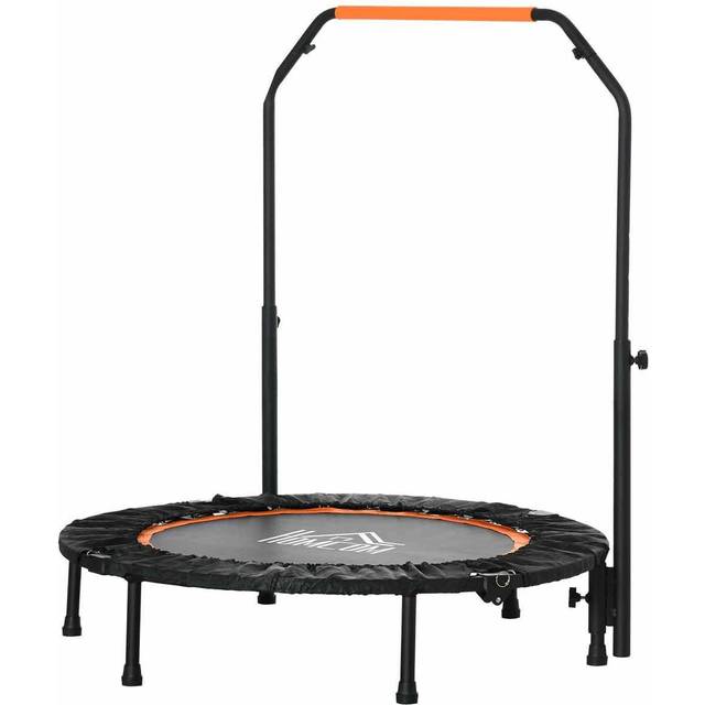 "HOMCOM 40"" Foldable Mini Fitness Trampoline w/ Foam Handle, Orange"