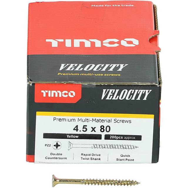 Velocity Premium Countersunk Pozi Wood Screws 4.5mm 80mm Pack of 200