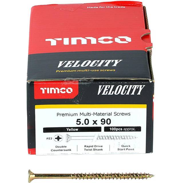 Velocity Premium Countersunk Pozi Wood Screws 5mm 90mm Pack of 100