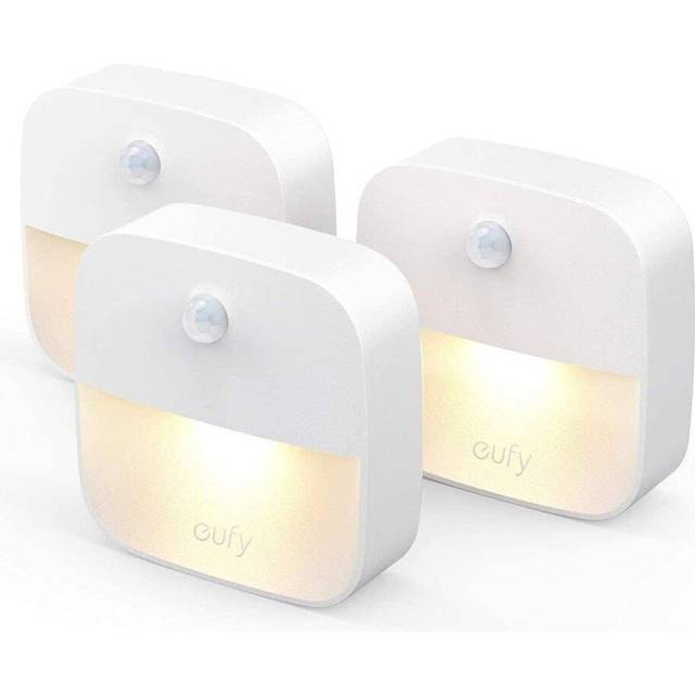eufy by Anker, Lumi Stick-On Night Light, Warm White LED, Motion Sensor, Bedroom, Bathroom, Kitchen, Hallway, Stairs, Energy Efficient, Compact, 3-pac