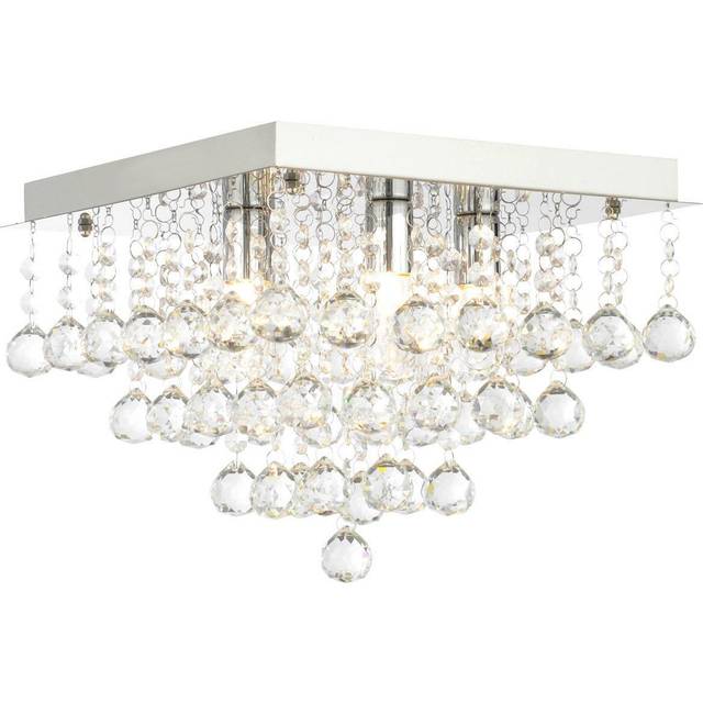 Spa Orlando 5-Light Flush Ceiling Light Crystal Glass and Chrome