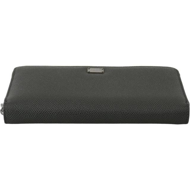 Dark Gray Leather DG Logo Zip Around Continental Wallet