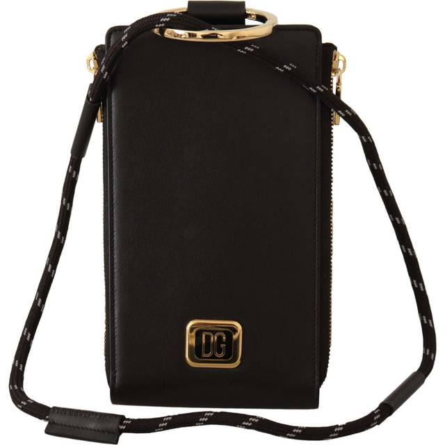 Dolce & Gabbana, Accessoarer, Herr, ONE Size, Läder, Svart läder logoplack plånbok - black (ONE SIZE)