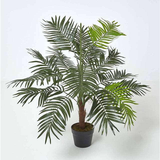 Homescapes Lifelike Artificial Palm Tree Plant in Black Pot, 100cm - Green