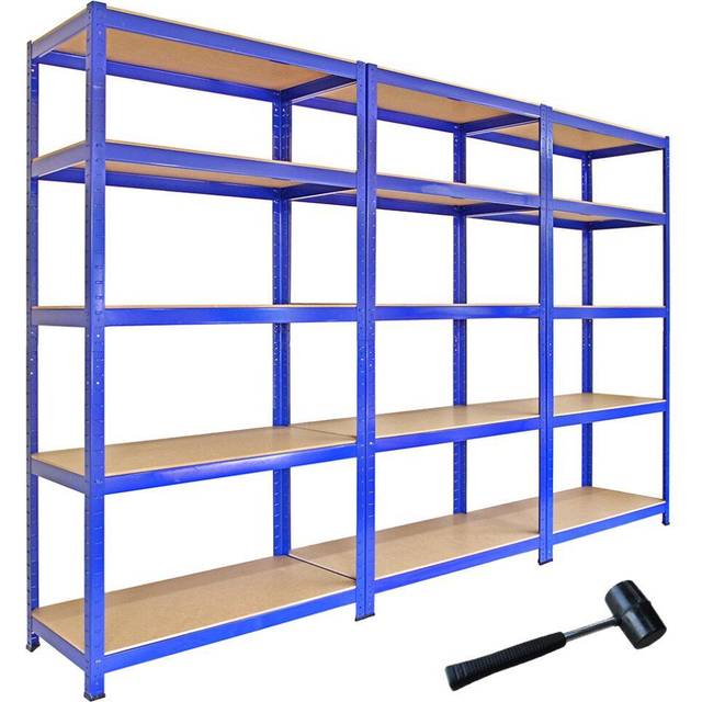 MonsterShop T-Rax 5 Shelf Blue Metal Storage Shelving Rack 90cm Set of 3