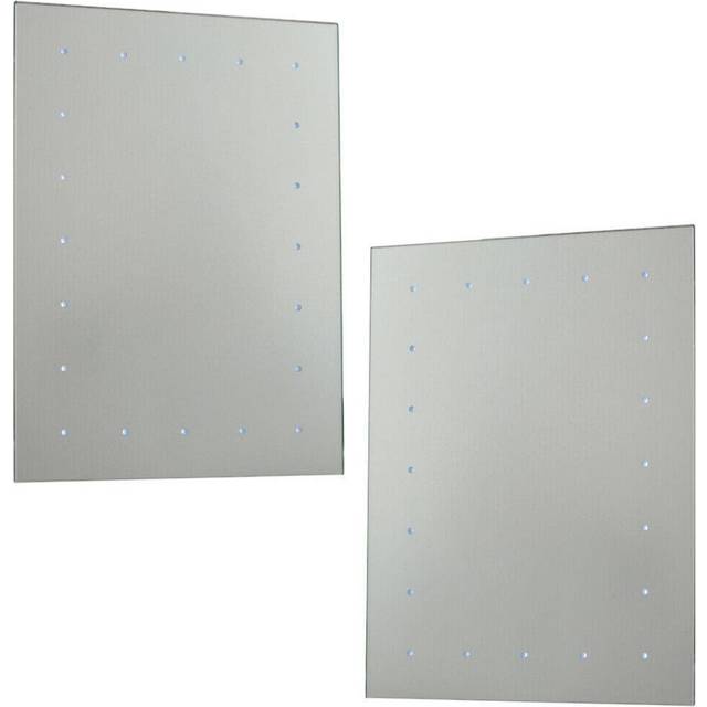2 pack ip44 led bathroom mirror 60cm x 45cm battery powered wall light switch