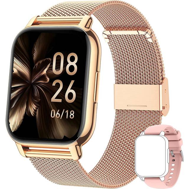 "Popglory Smart Watch Answer/Make Calls with 2 Straps, 1.85"" Large Display Smartwatch for Men &Women, Fitness Tracker Watch Blood Pressure/Ox"