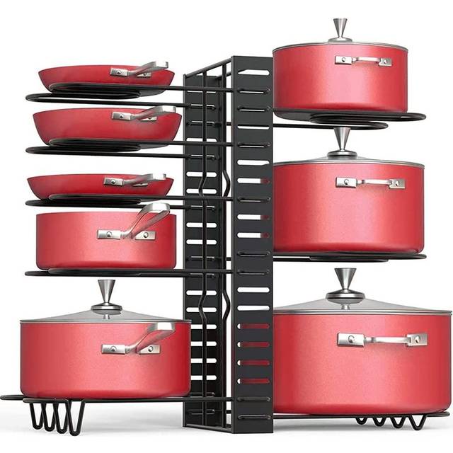 Podxco Pot and Pan Organizer for Under Cabinet  8 Tiers Adjustable Pan